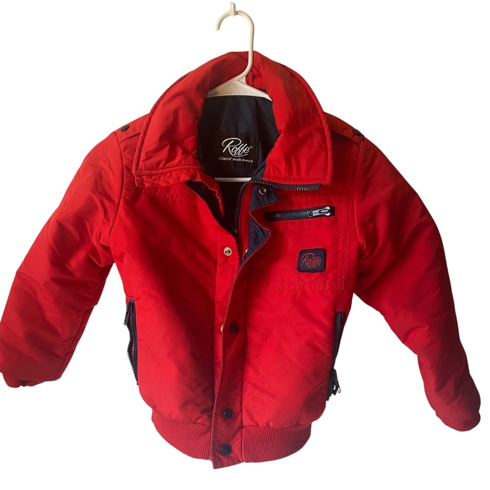 Vintage Robbe Kids Red Ski Jacket Bomber USA 80s Retro Puffer Coat Snow GearREAD